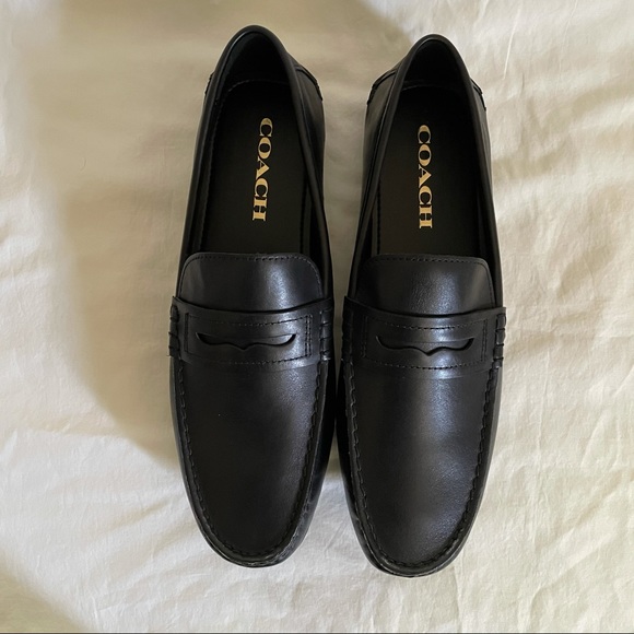 NWB COACH Mott Driver Black Leather Penny Loafer - Picture 2 of 8